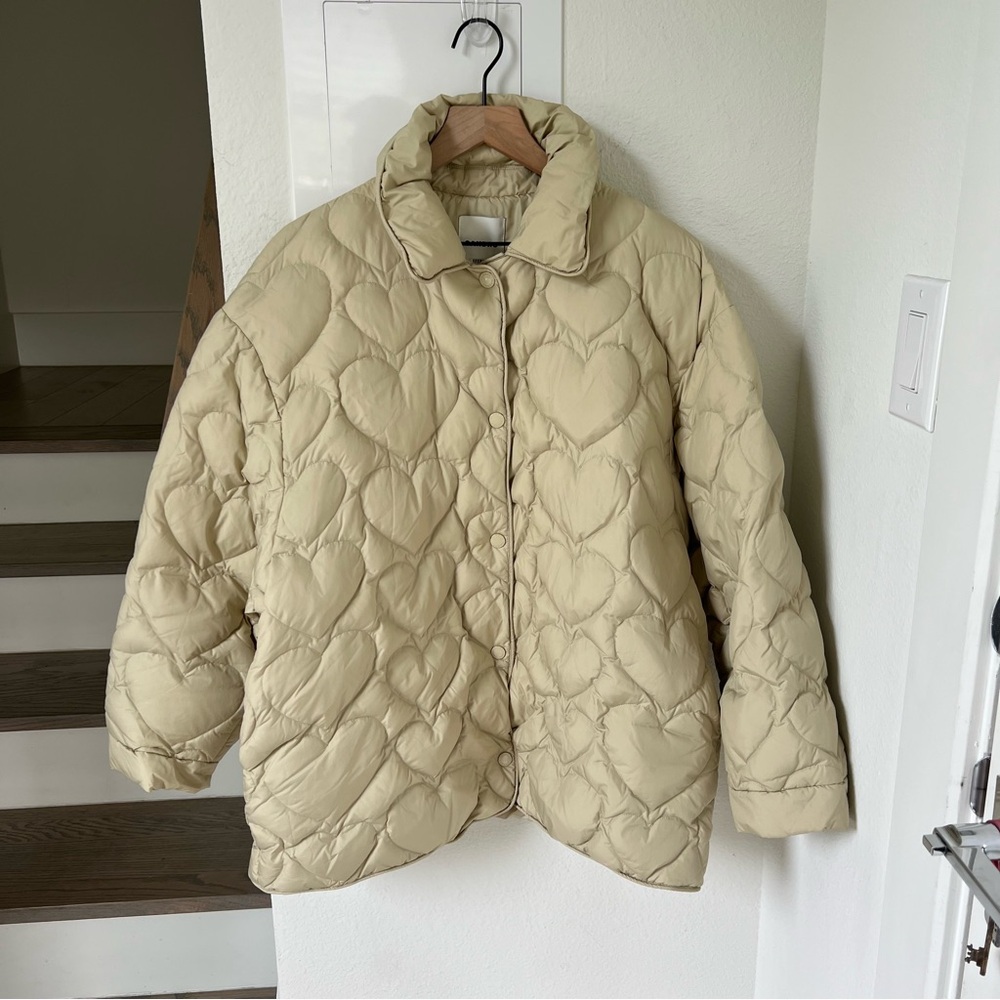 Sandro Gloriana Heart Quilted Jacket in Tan - Picture 4 of 13